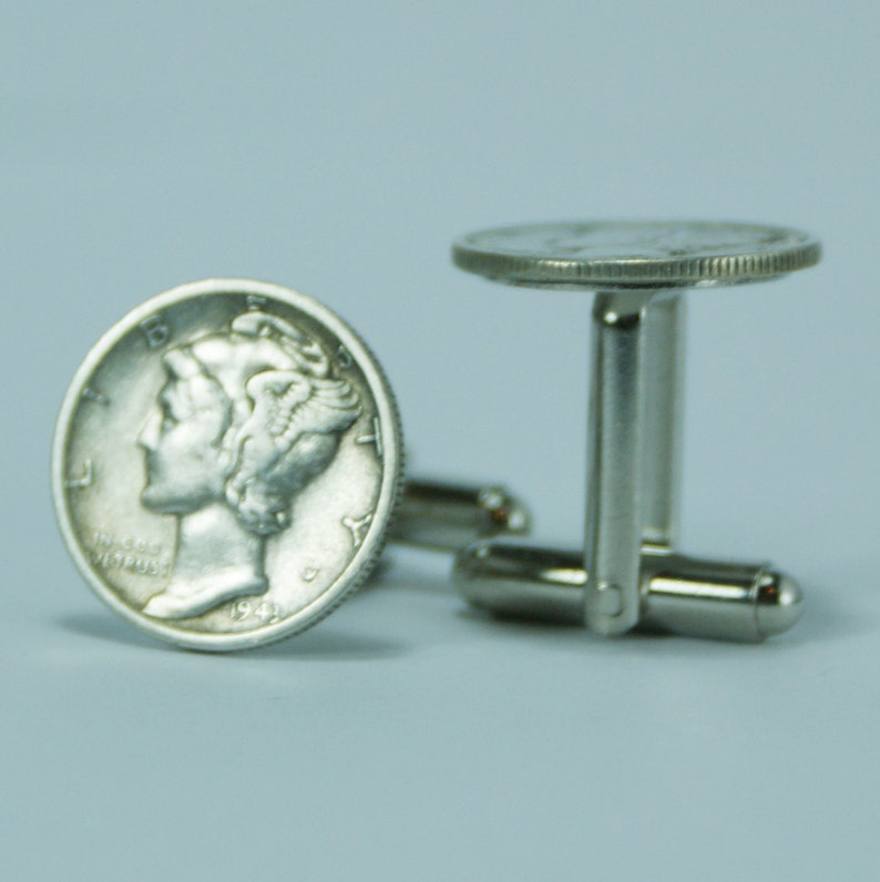 Mercury Dime Cufflinks Free Gift Bag Silver 25th Silver Anniversary 25 Year Unique Wedding