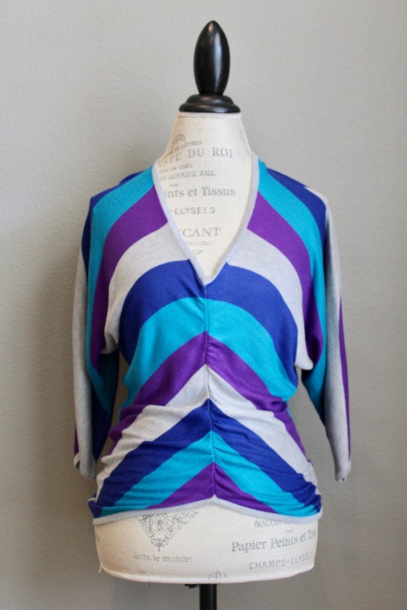 Vintage Bohemian Free People Stripe Sweater Top Bl
