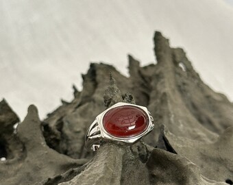 Constancy Carnelian Sterling silver Bahá'í Ringstone signet ring