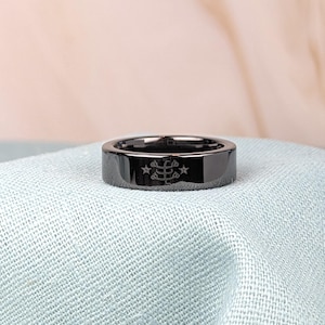 Zwarte keramische bandring Unity and Love Baha'i Ringstone-symbool