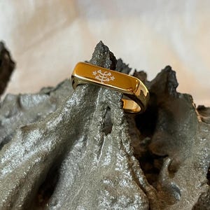 Humility Bahá’í signet ring with ringstone symbol - Stainless Steel