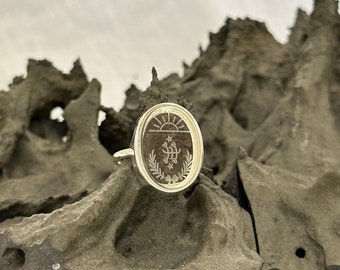 Dawning Sun - Bahá'í Crystal Ringstone symbol ring