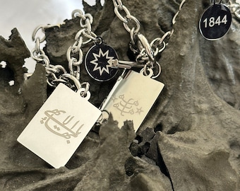 Bahá&#39;í rectangular tag Necklace - Stainless Steel