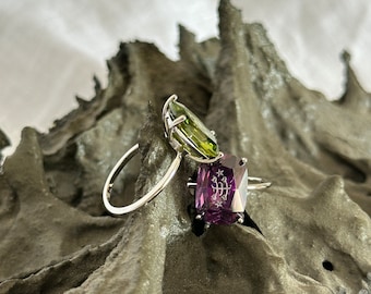 Peridot and Amethyst mighty Bahá'í Ring with ringstone symbol