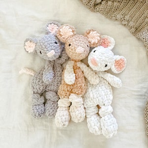 Mini Mouse Snuggler | Baby Shower Gift | Crochet Animal Toy | First Birthday Gift | Christmas Gifts for Kids
