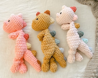 Przytulacz Dinozaur Szydełkowy | *TRZY ROZMIARY* Pluszowy Dinozaur | Prezent dla Maluszka