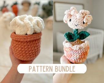 Wzór na szydełkowe pąki warzyw i kwiatów *PAKIET* | Warzywa i kwiaty robione na szydełku | Zabawki szydełkowe dla dzieci