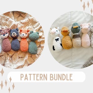 May include: A set of 8 crochet amigurumi animal patterns. The patterns include a cow, duck, pig, chicken, owl, fox, deer, and a frog. The patterns are perfect for beginners and feature a variety of colors and textures.
