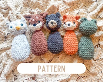 Cuddle Critters *Zestaw leśny* Wzór szydełkowy ZESTAW | Szydełkowane zwierzęta leśne | Zabawki szydełkowe dla dzieci | Prezent na baby shower | Zabawa w odgrywanie ról