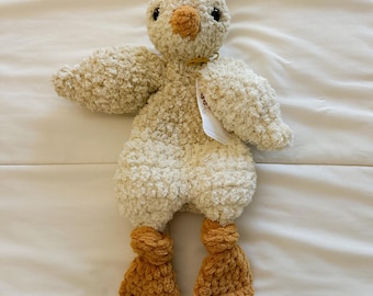 Crochet Chicken Lovey | Fuzzy Chicken Toy | Farm Animal Gift | Crochet Animal Toy | First Birthday Gift | Christmas Gifts for Kids