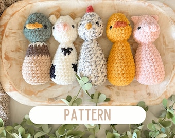 Câlins de créatures *Ensemble de ferme* PAQUET de motifs au crochet | Patron au crochet SANS COUTURE | Animaux de la ferme au crochet | Jouets au crochet pour enfants | Cadeau baby shower