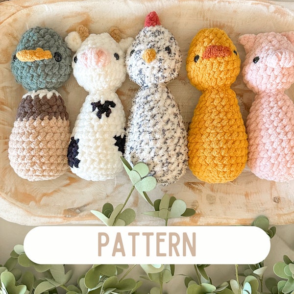 Critters de abrazo *Conjunto de granja* Patrón de ganchillo PAQUETE / SIN COSER Patrón de ganchillo / Animales de granja de ganchillo / Juguetes de ganchillo para niños / Regalo de baby shower