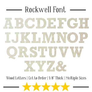 Block Wood Letters, Rockwell Bold Wooden Letters, Unfinished Wall Hanging Alphabet Craft, Paintable Door Hanger