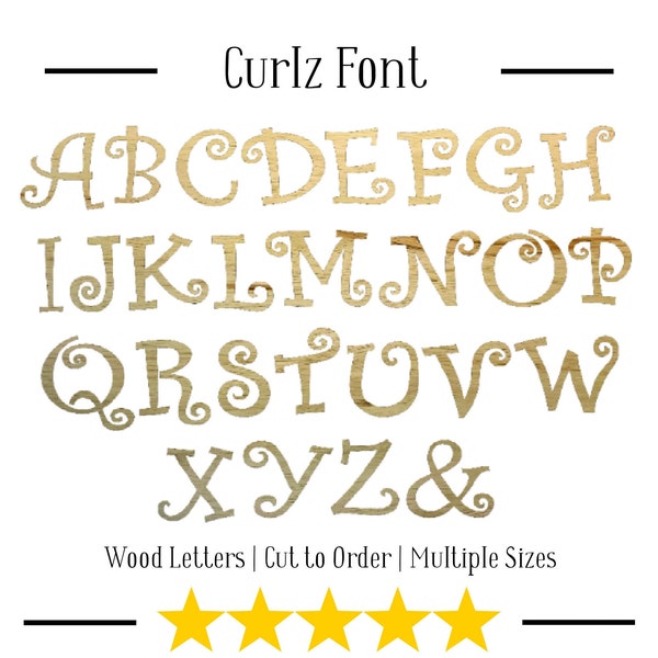 Wooden Curlz Letters, Wood Girl Craft Letter, Paintable VBS DIY Blank Letters, Unfinished Wooden Letter A