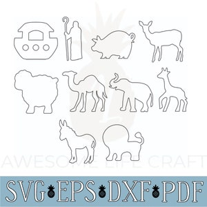SVG Noah&#39;s Ark Bundle, Download 10 EPS Files, Downloadable Bundle Cut Files, DXF Laser Glowforge Files