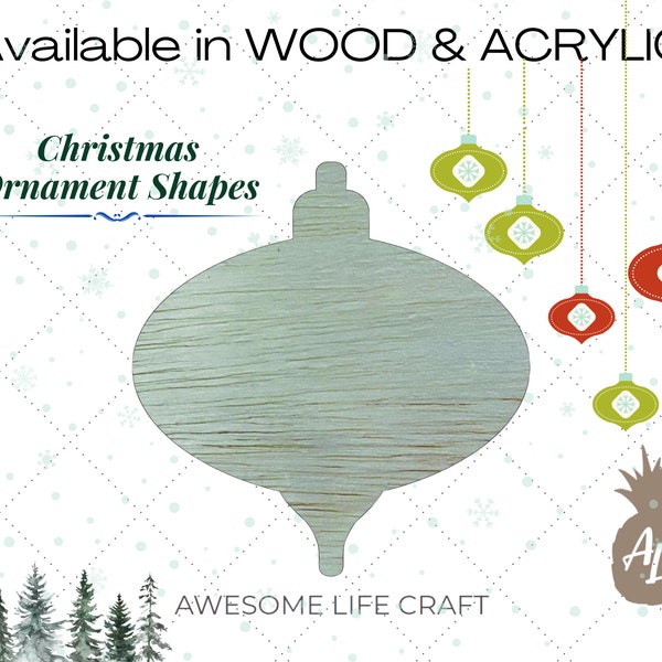 Wide Christmas Ornament Wooden Cutout, Unfinished Wood MDF Ornament Door Hanger Shape, Paintable DIY Craft, Wall Hanging Blank Shape