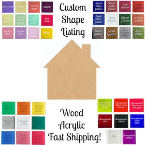 House Wooden MDF Cutout, Acrylic House Shape, Mirror and Glitter Acrylic DIY Craft