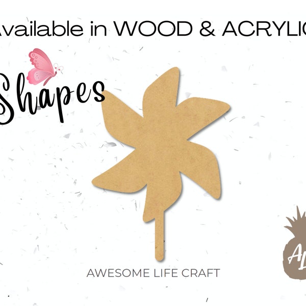Unfinished Wood Pinwheel Craft Shape, Blank Pinwheel Cutout, Pinwheel Acrylic Shape, Glitter Acrylic Cutout