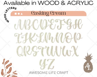 MDF Wood Letters: Casking Cream Script Font, Paintable DIY Wall Art