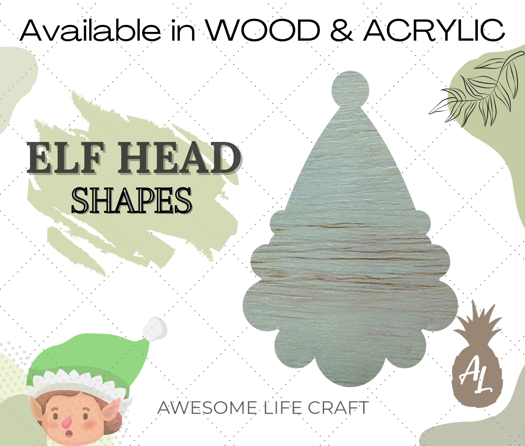 Forme de cintre de porte tête d'elfe en bois, découpe de tête d
