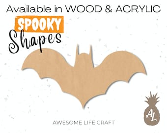 Wooden Halloween Bat Shape: Unfinished Craft Cutout