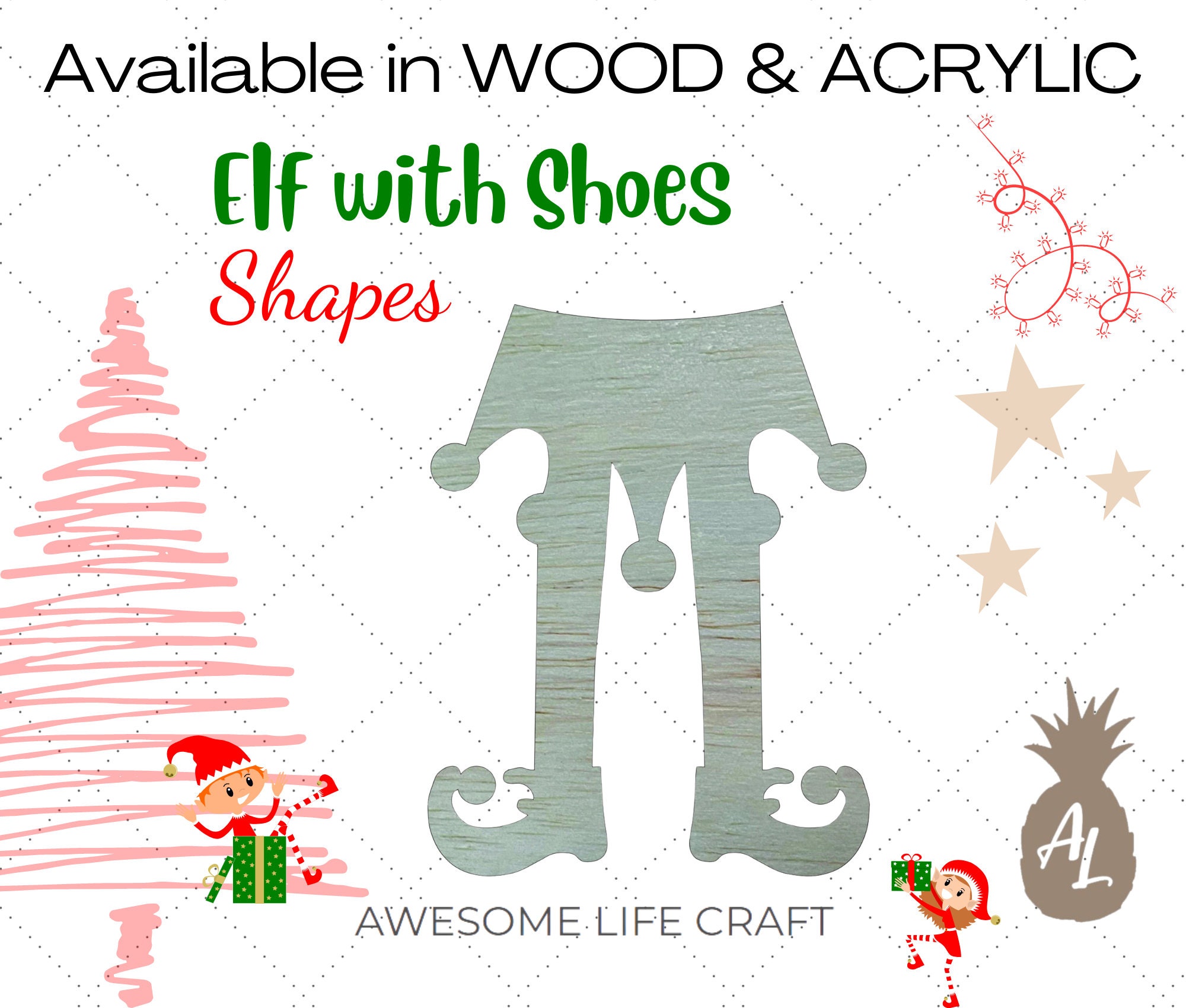 Elfe en bois avec chaussures en forme de cintre de porte, elfe en