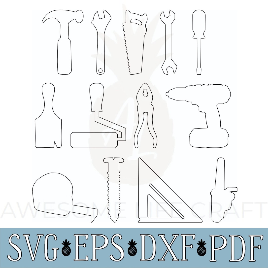 Tools SVG Bundle 13 Digital Files, Tools Glowforge CNC Downloadable ...