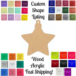 Star Ornament Acrylic Shape, Unfinished Star Ornament Cutout Craft, Glitter and Mirror Acrylic DIY