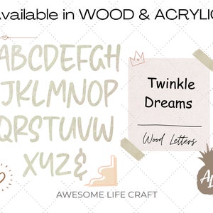 Twinkle Dreams Paintable Wooden Letters, DIY Wall Craft Letters, MDF Wood Lettering