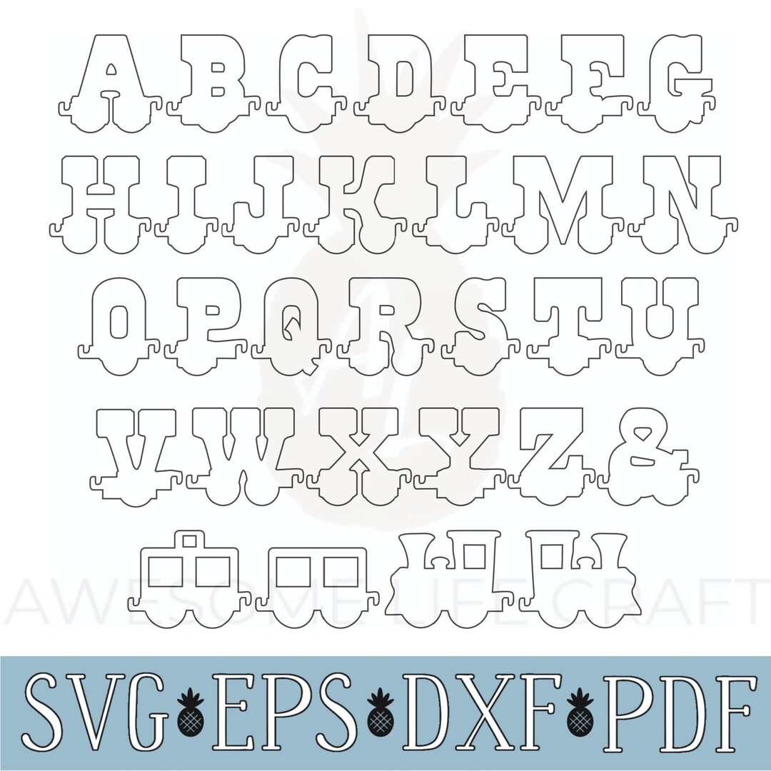 Trae Letters Svg Train Letter SVG Bundle: Alphabet Shape Files for CNC Laser, Glowforge ...