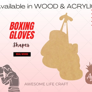 Boxing Gloves Paintable Wood Shape, Boxing Gloves Acrylic Shape, Glitter Acrylic Cutout