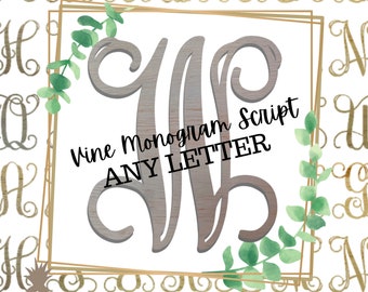 Unfinished Wooden Vine Monogram Letters, DIY Craft