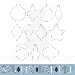 SVG Christmas Ornament 11 Files, EPS Download File Bundle, Christmas CNC Laser Machine Dxf Files, Glowforge Corel
