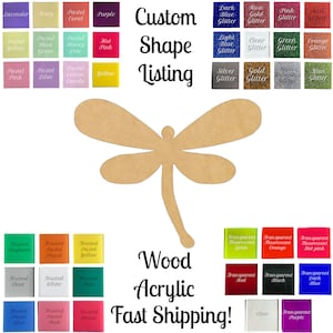Wooden Dragonfly Cutout, Unfinished Wood Blank, Dragonfly Acrylic Shape, Glitter Acrylic Cutout