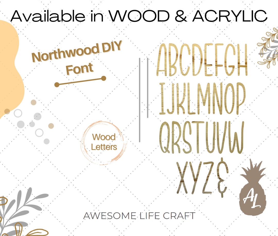 Wooden Letters, Real Wood Paintable Craft Letters, Northwood DIY Font ...
