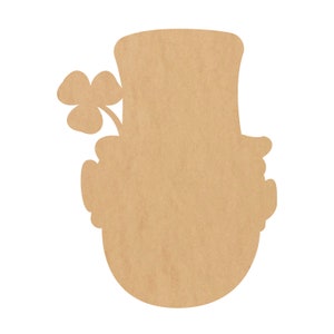 Leprechaun Head Wood Shape, Unfinished St. Patrick&#39;s Cutout, Glitter Acrylic Leprechaun Shape