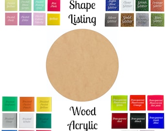 Circle Wooden Acrylic Cutout, Unfinished DIY Craft, Mirror Acrylic, Glitter