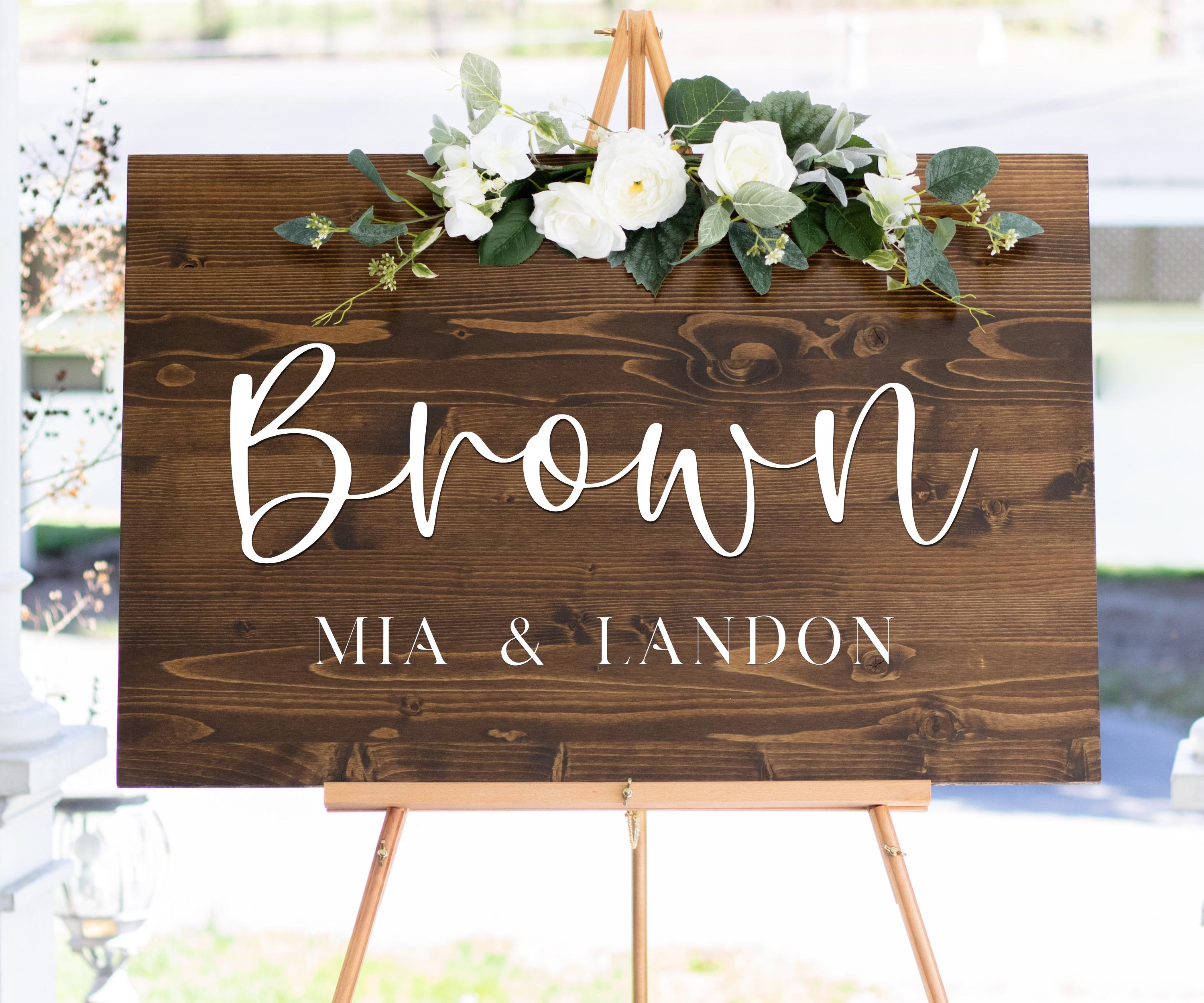 Personalized Wood Wedding Guest Book Sign: Rustic 3D Names