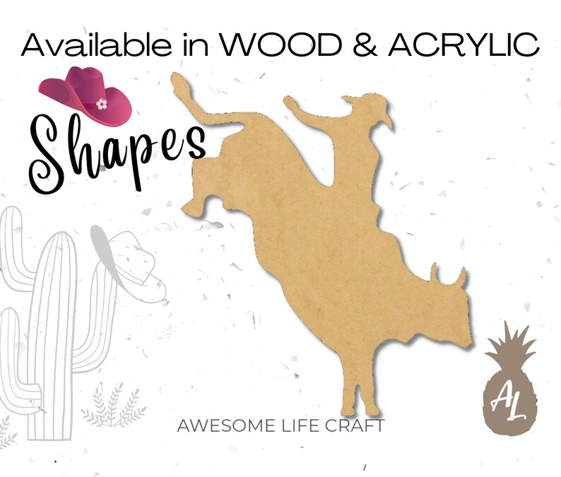 Cowboy Riding Bull Shape: Unfinished Wood or Acrylic Cutout - Etsy