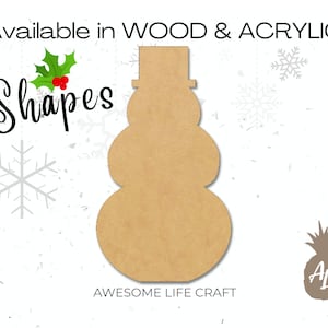 Unfinished Snowman Door Hanger: Wood or Acrylic Shape