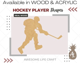 Hockey Player Swinging Shape: Unfinished Wood or Acrylic Craft