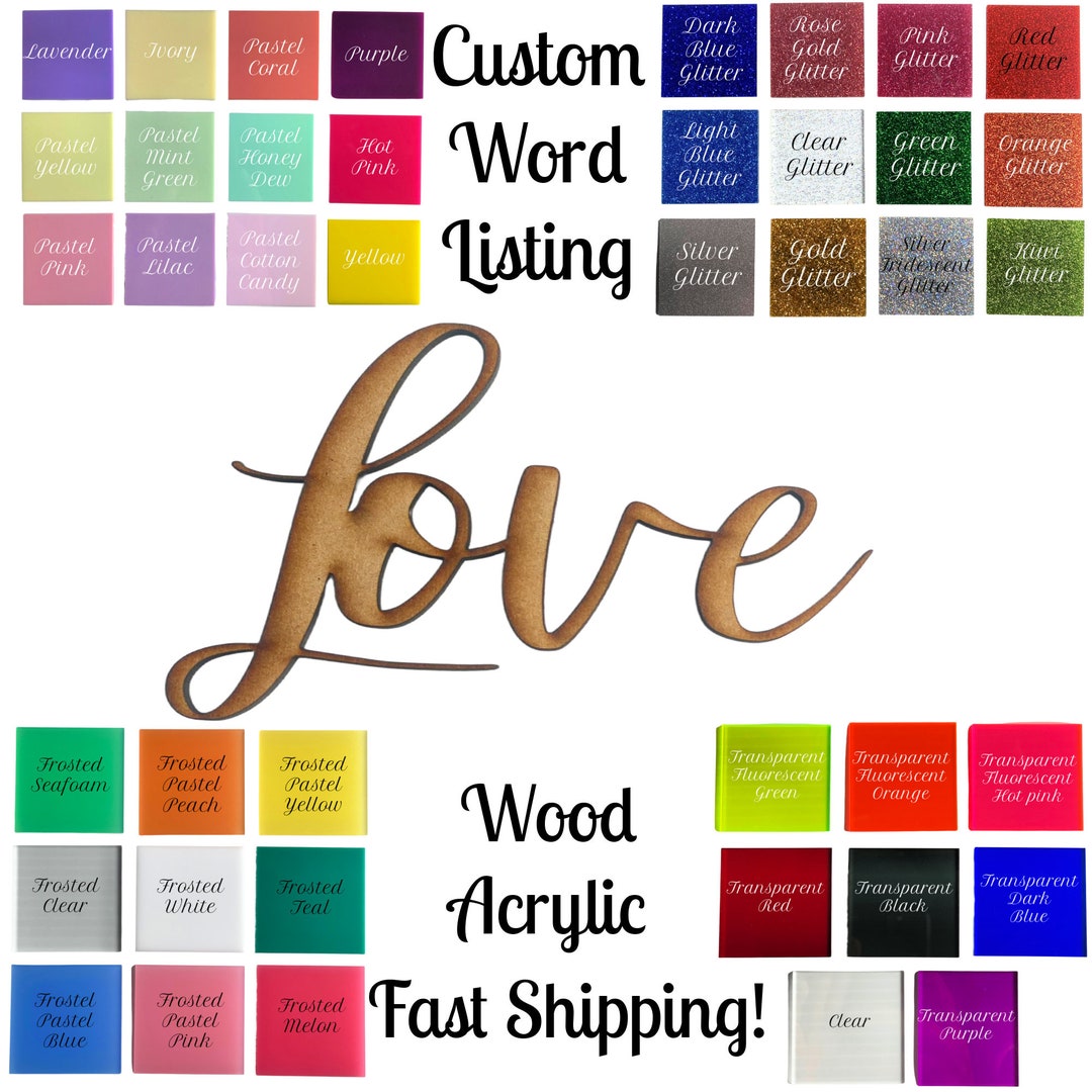 Custom Cursive Wood or Acrylic Word, Nicholia Font - Etsy