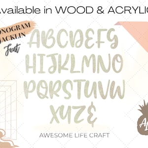 Blank MDF Wood Letters, Paintable Monogram Jacklin Font Letters, Girlie DIY Crafts MDF Alphabet A-Z