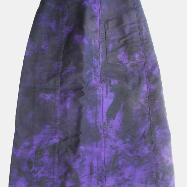 APC Vintage skirt 90s tie and dye purple and black cotton trapeze  A line skirt S XS