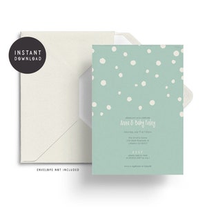 INSTANT DOWNLOAD - Printable + Editable Baby Shower Invitations | Dots Party Invite | Baby Shower Invite
