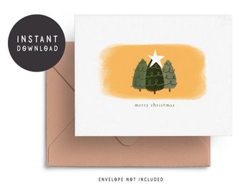 NOUVEAU • Carte d'arbre de Noël imprimable, carte de Noël numérique, carte d'hiver