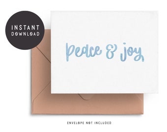 NEW • Printable Peace and Joy Card, Digital Christmas Card, Winter Card