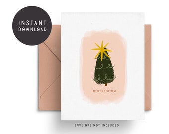 NEW • Printable Illustrated Christmas Card, Christmas Tree, Digital Christmas Card, Winter Card