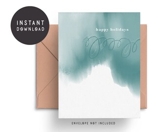 NEW • Printable Watercolor Holiday Card, Digital Christmas Card, Winter Card