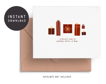 NOUVEAU • Carte de Noël illustrée imprimable, cadeaux de Noël, carte de Noël numérique, carte d'hiver